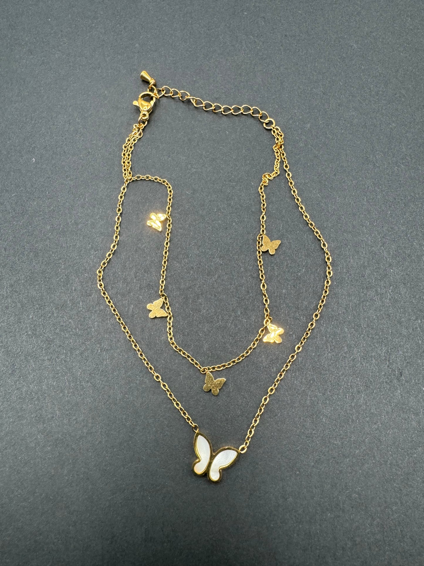 18K Gold Women’s Anklet with Pearl Butterfly