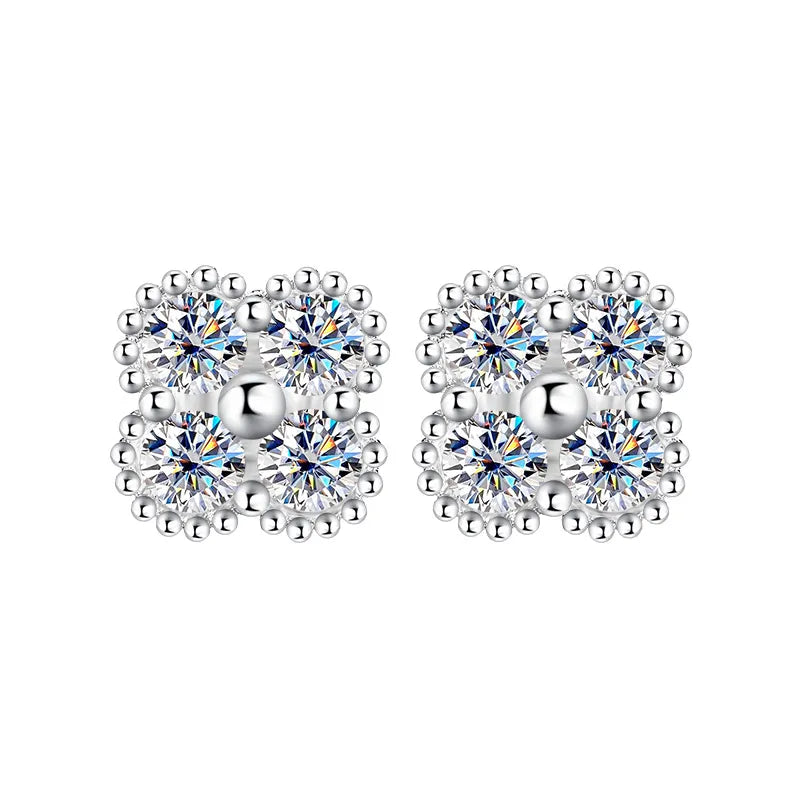 Beautiful 1.2 Carat Moissanite GRA Certificate Flowers Stud Earrings