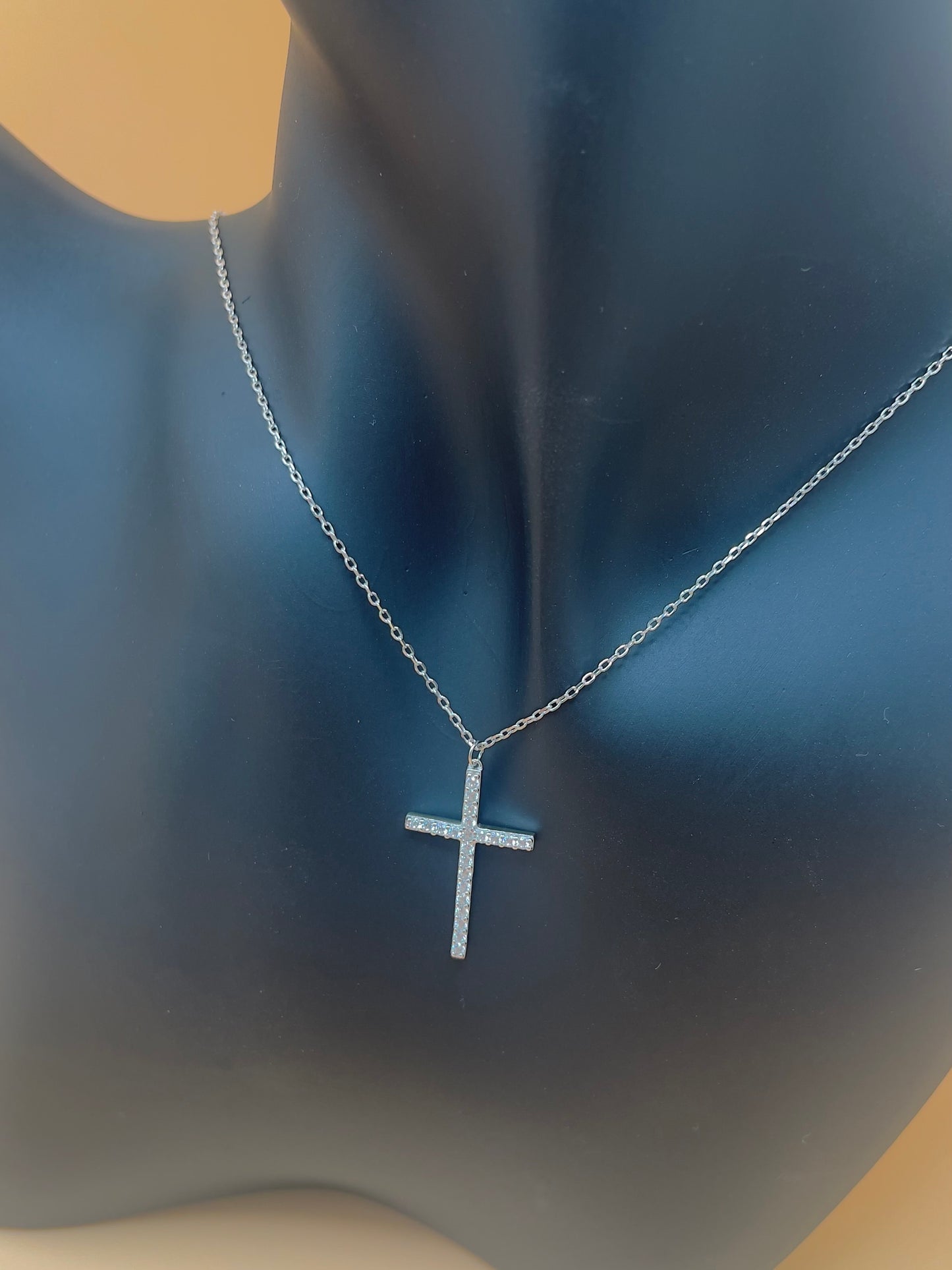 Stefania .925 Sterling Silver Zircon Cross Necklace