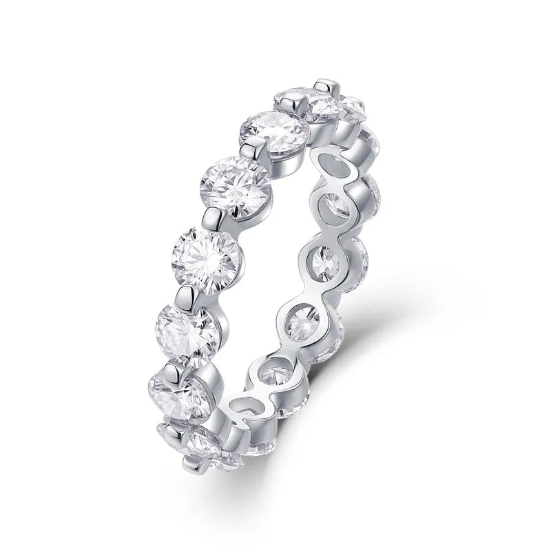 Sterling Silver 4 Carat Moissanite Geometric GRA Certificate Ring
