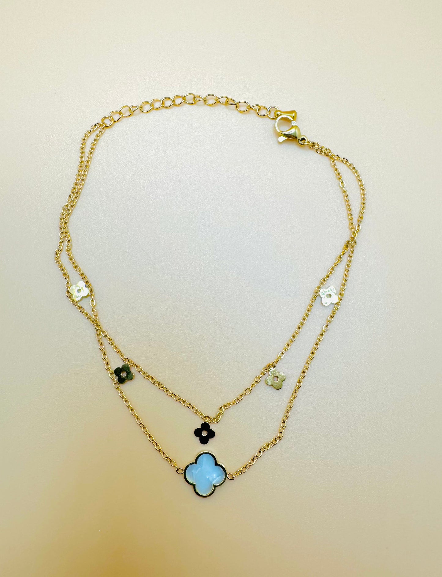 18K Gold Women’s Anklet with Pearl Clever