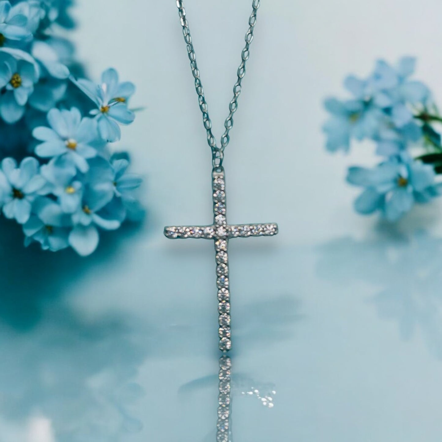 Stefania .925 Sterling Silver Zircon Cross Necklace