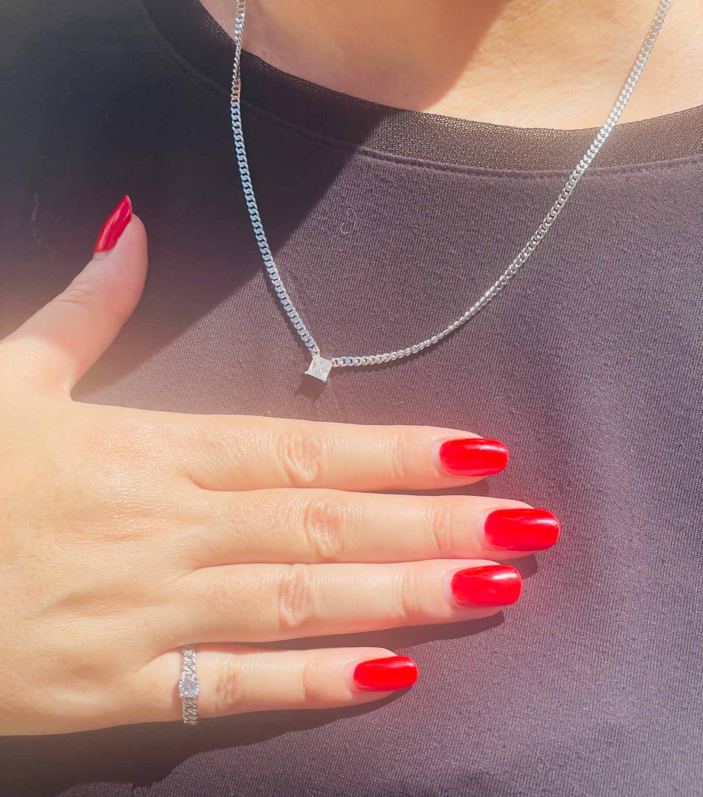 Square 1 Carat Moissanite GRA Pendant Necklace