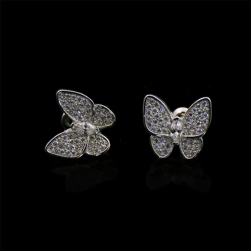 Shiny Butterfly Zircon 18K Gold Plated Ear Studs