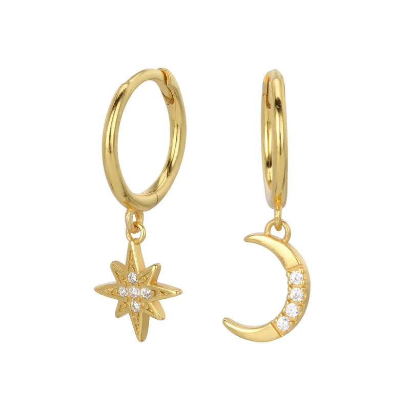 Zircon Star Moon Drop Earrings