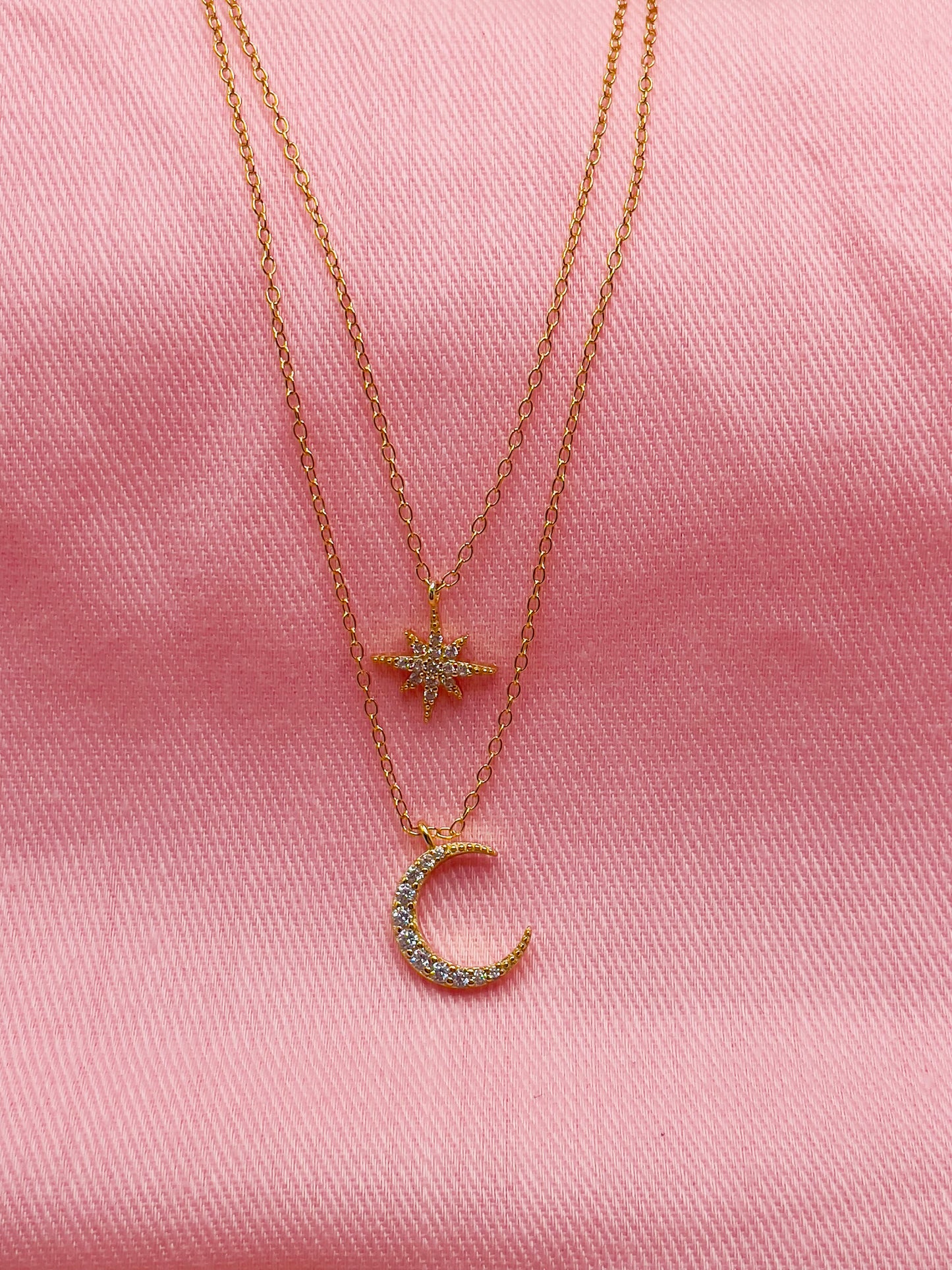 Zircon Star Moon Sterling Silver Necklace