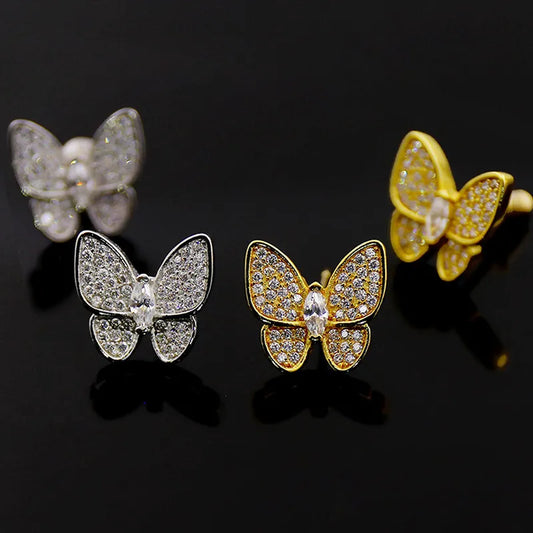 Shiny Butterfly Zircon 18K Gold Plated Ear Studs