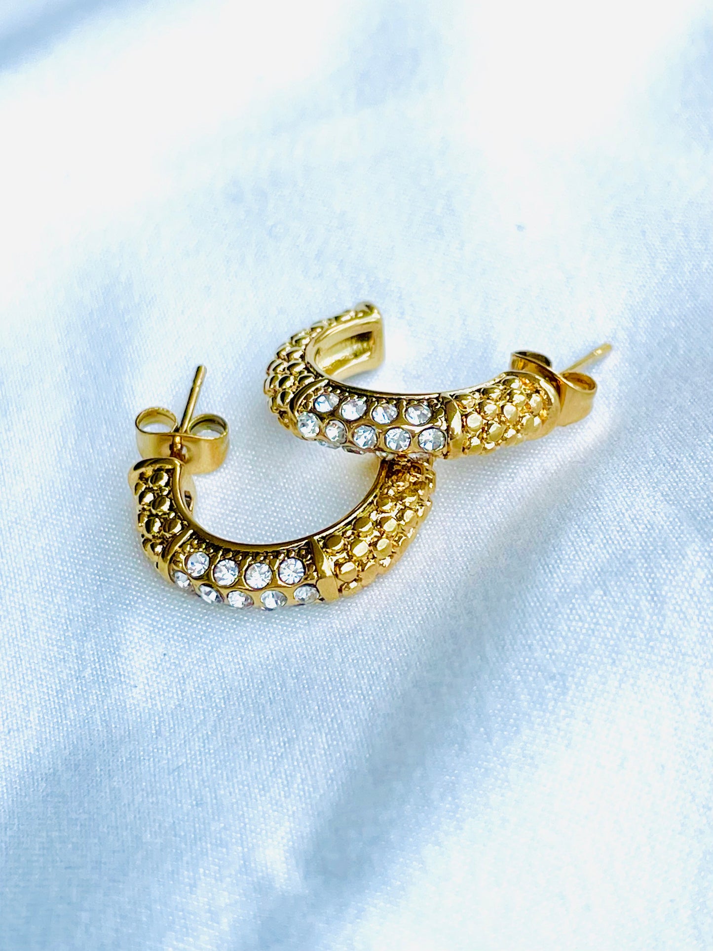 18K Gold Rhinestones Plated Ear Studs