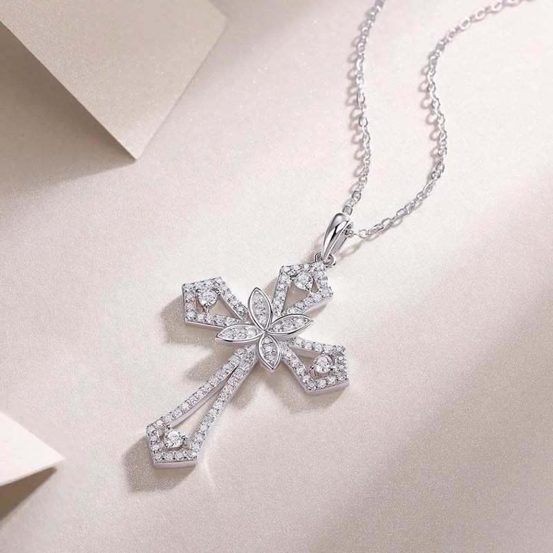 Luxurious Moissanite GRA Cross Pendant Necklace