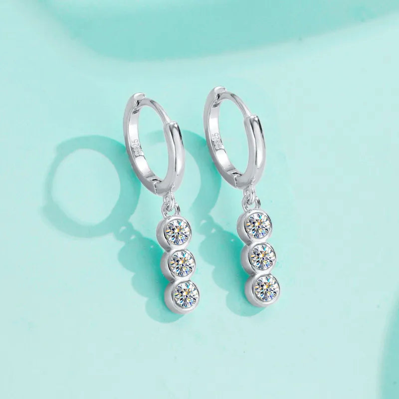 Elegant Geometric Moissanite GRA Drop Earrings