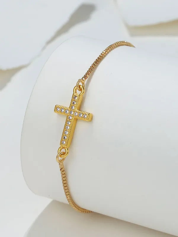 Classic Style Zircon Cross Bracelet