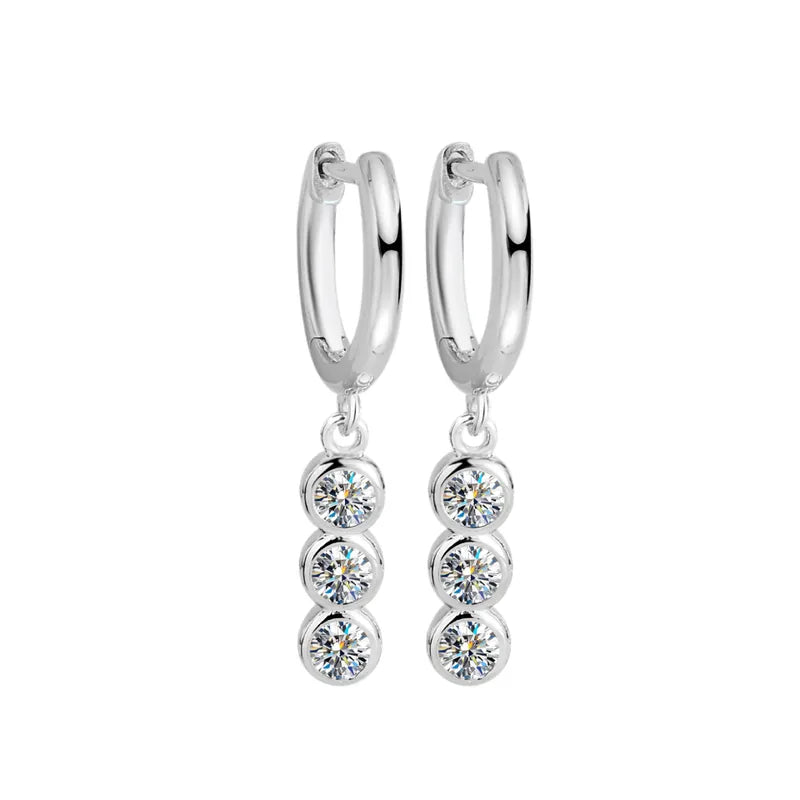 Elegant Geometric Moissanite GRA Drop Earrings