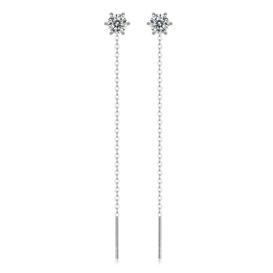 Silver Moissanite GRA Drop Earrings