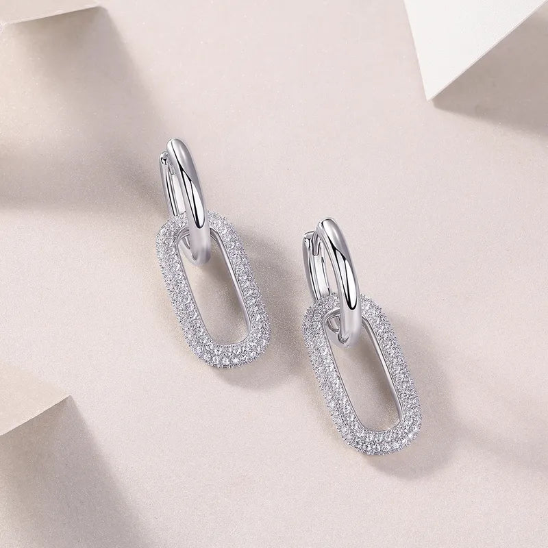 Silver Moissanite GRA Geometric Earrings