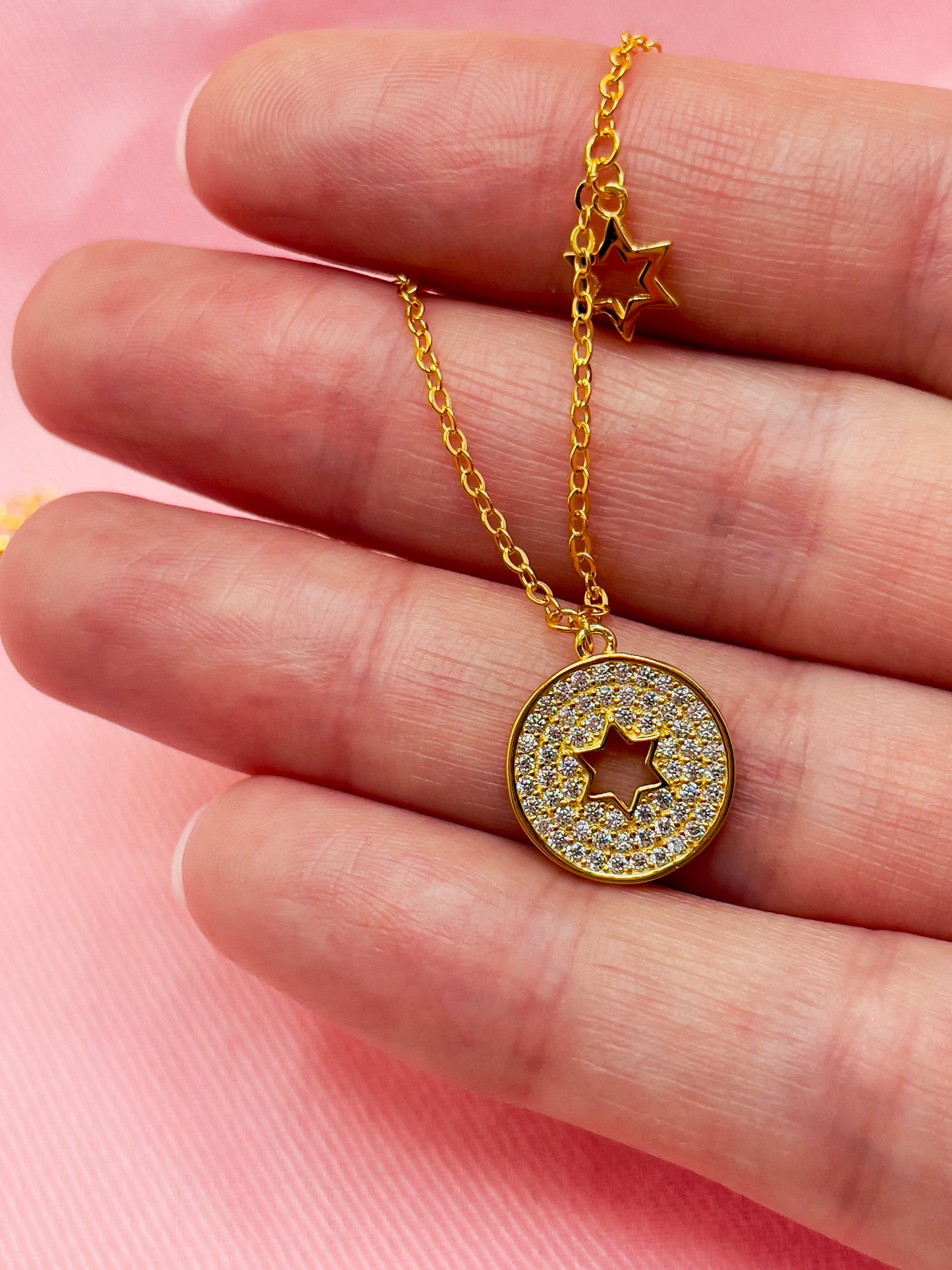 Star of David Zircon Pendant Necklace