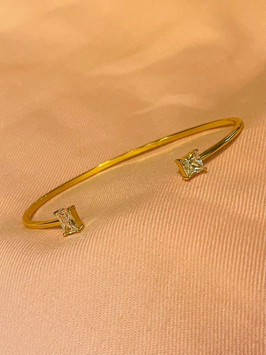 14K Gold Cuff Zircon Bracelet