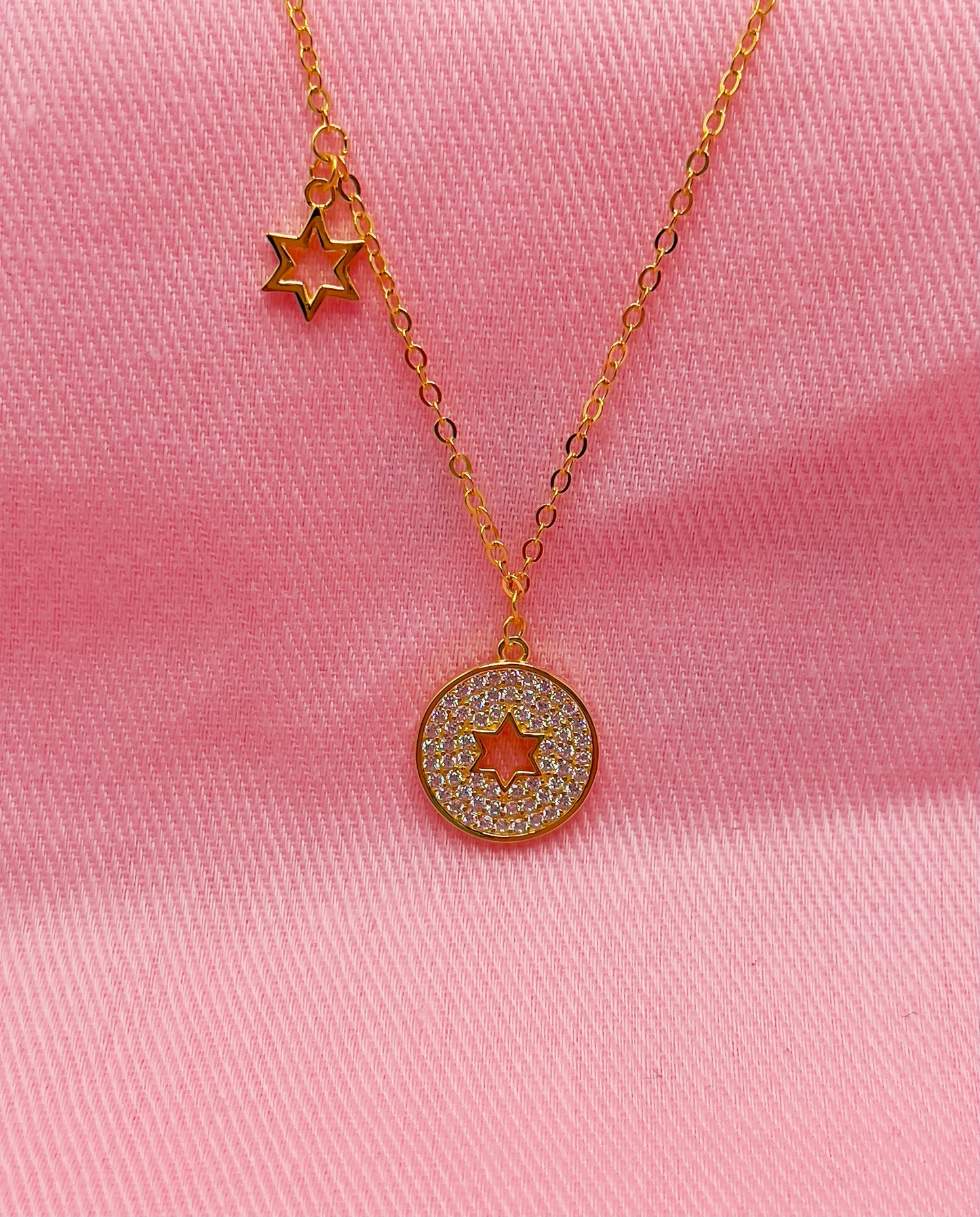 Star of David Zircon Pendant Necklace