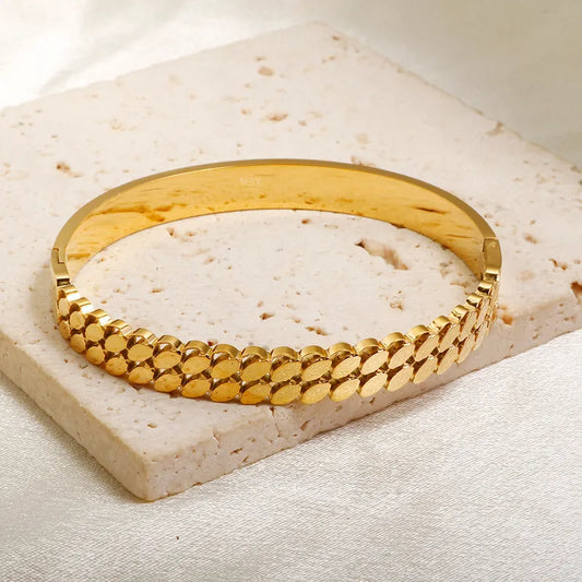 18K Gold Geometric Bangle Bracelet