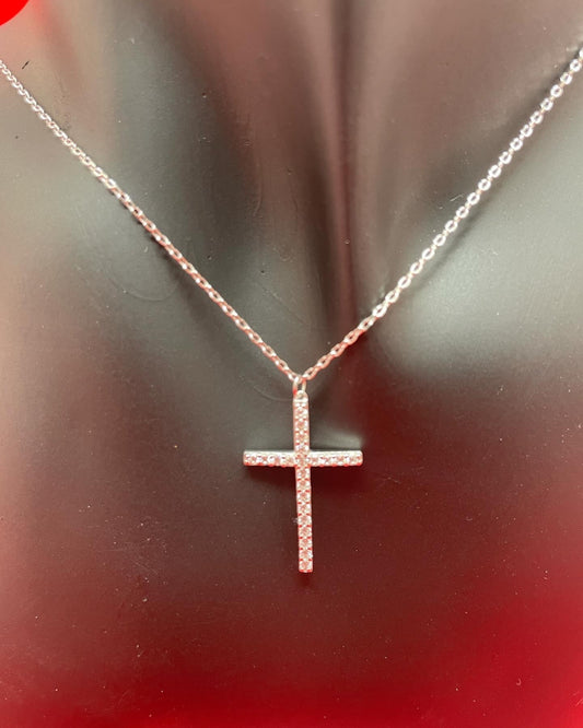 Stefania .925 Sterling Silver Zircon Cross Necklace