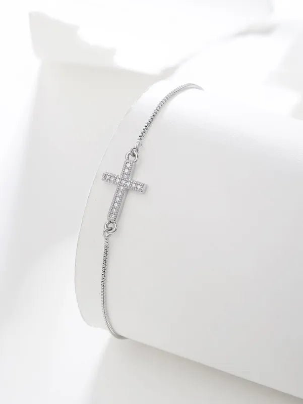 Classic Style Zircon Cross Bracelet