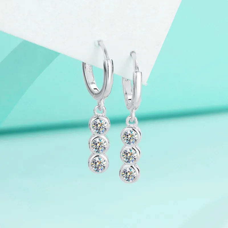 Elegant Geometric Moissanite GRA Drop Earrings