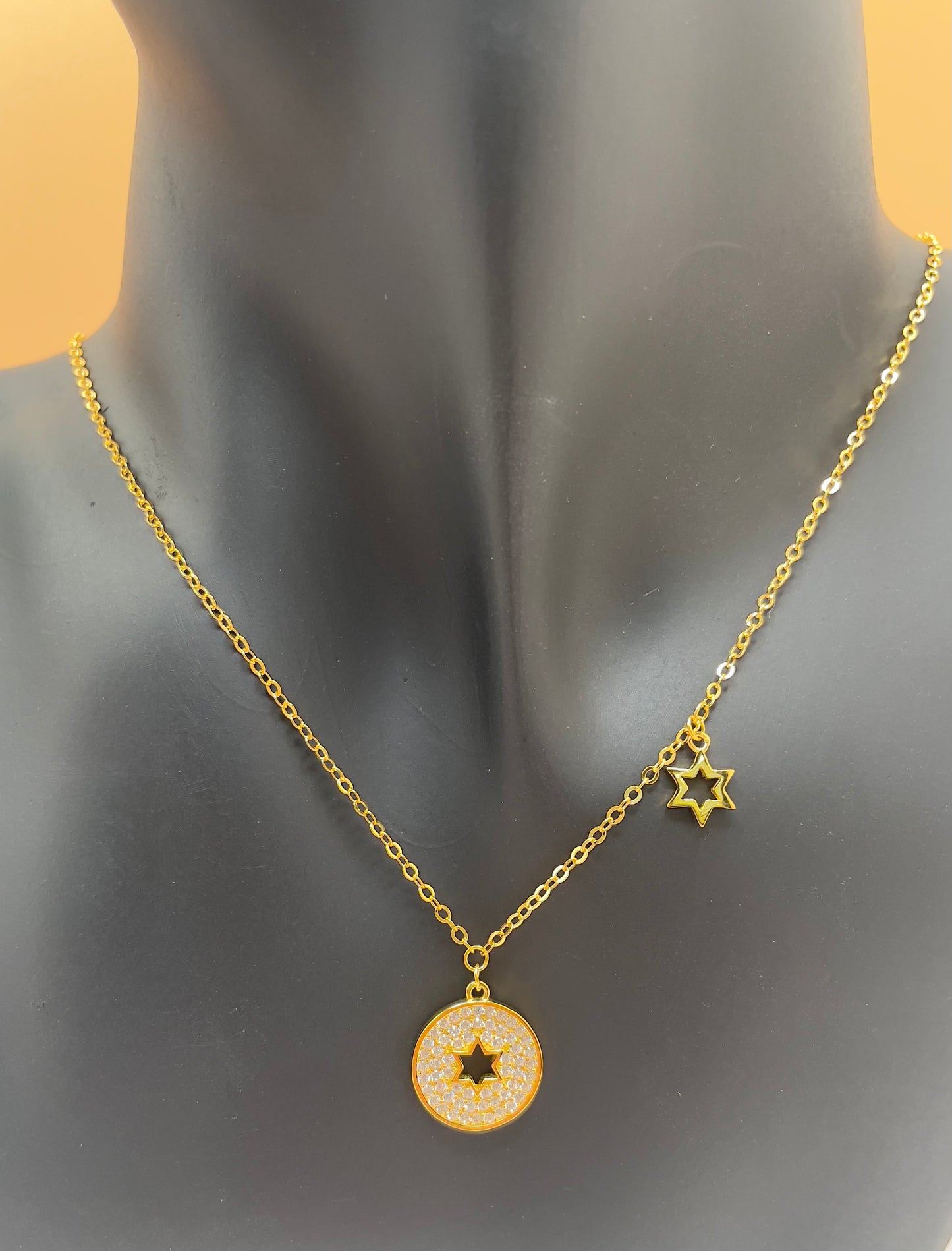 Star of David Zircon Pendant Necklace