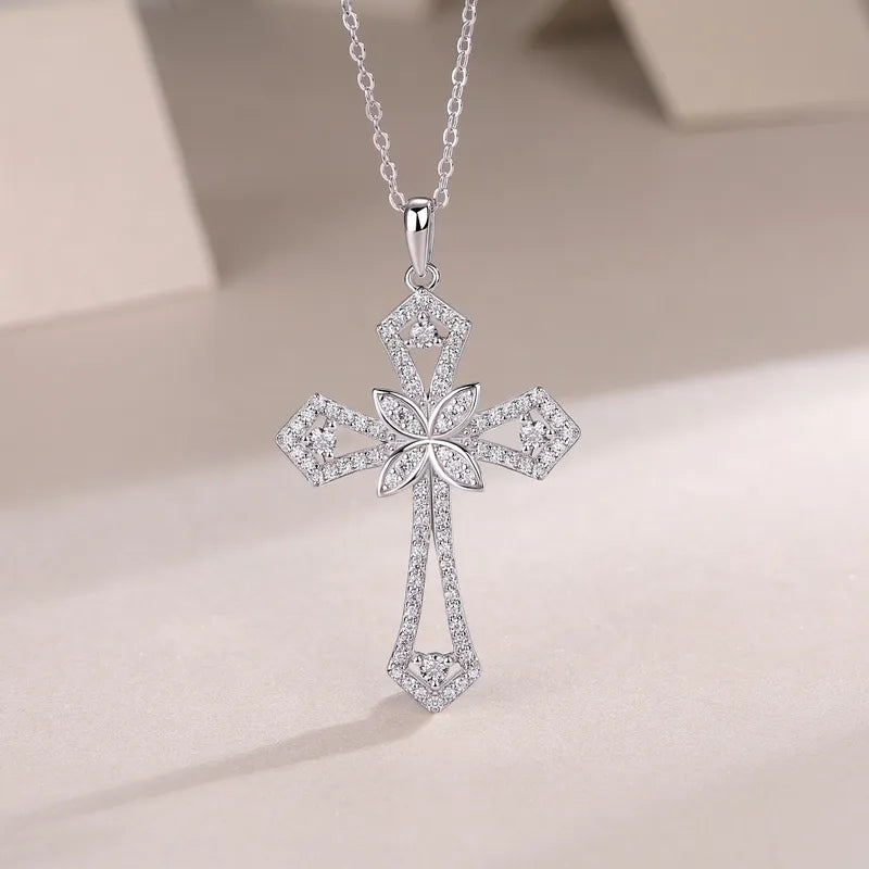 Luxurious Moissanite GRA Cross Pendant Necklace