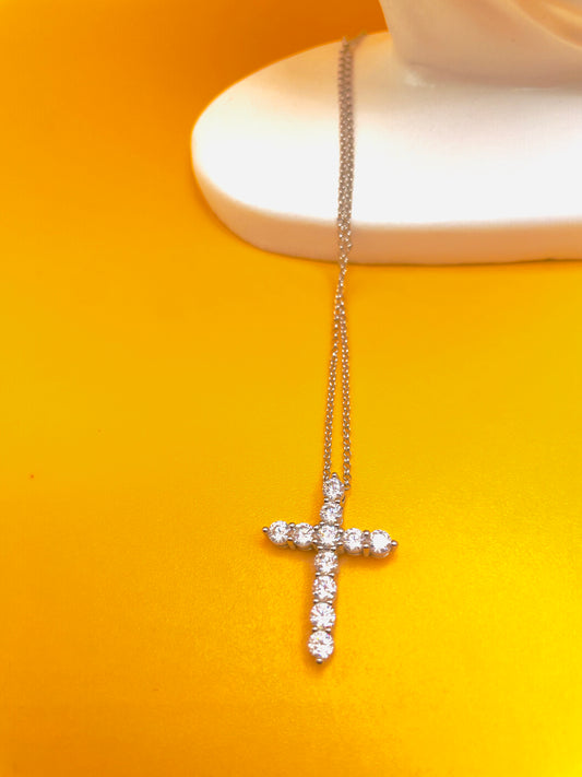 Nicole .925 Sterling Silver Zircon Cross Necklace