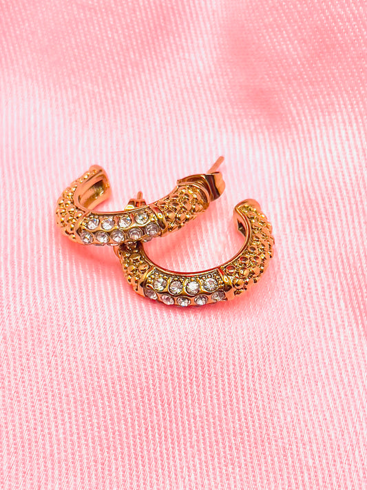 18K Gold Rhinestones Plated Ear Studs