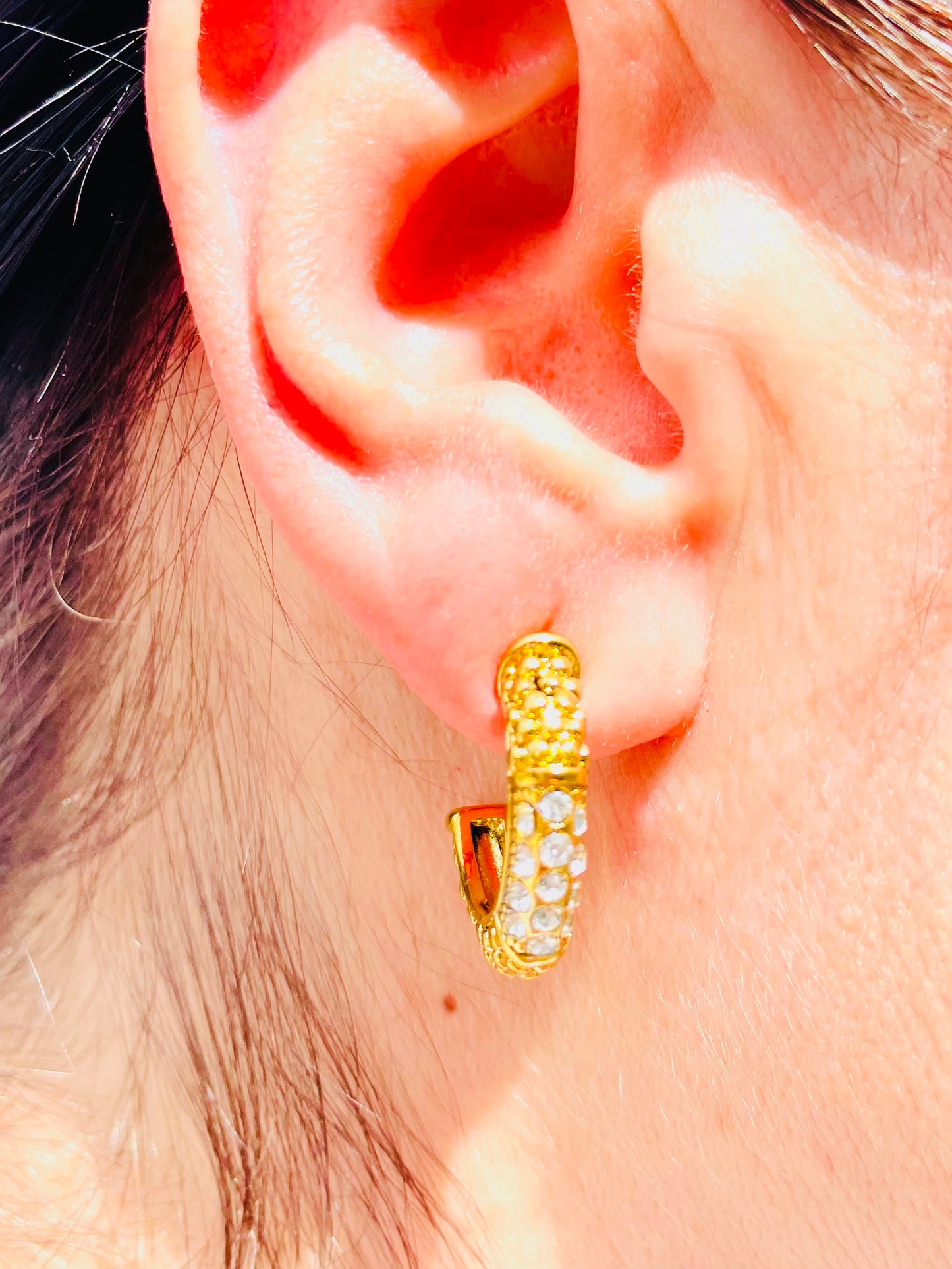 18K Gold Rhinestones Plated Ear Studs