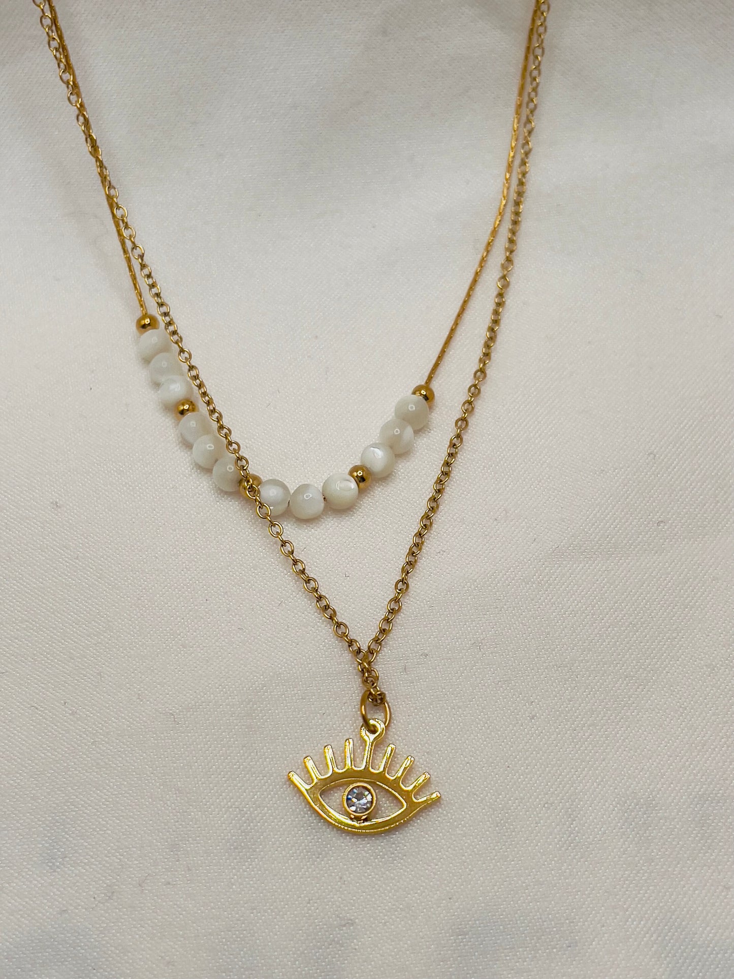 18K Gold Plated Queens Eye Zircon Necklace