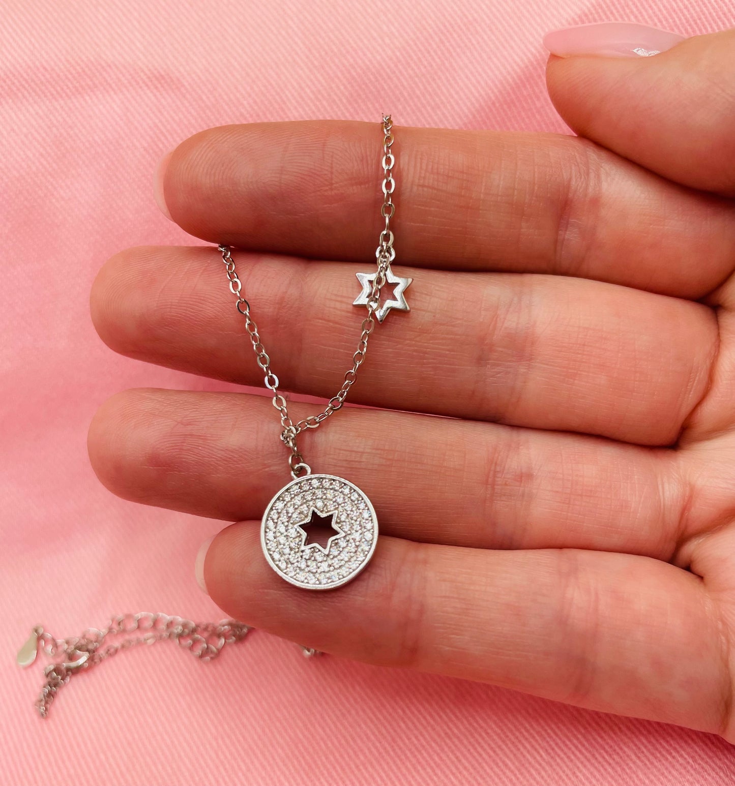 Star of David Zircon Pendant Necklace