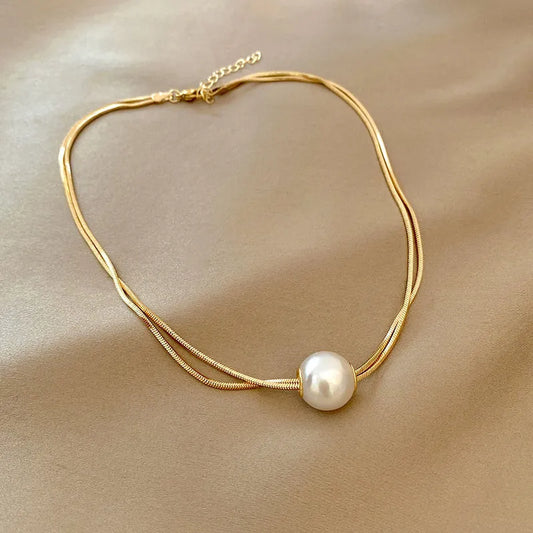 Elegant Pearls Gold Plated Pendant Necklace