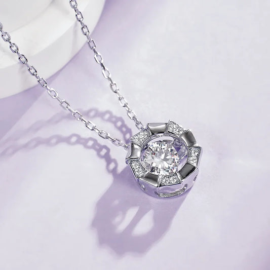 Snowflake Sterling Silver Moissanite GRA Necklace